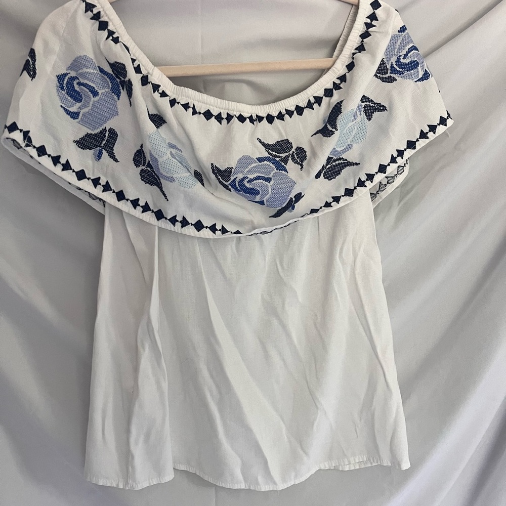 Blue rain women’s large embroidered off shoulder festival boho top